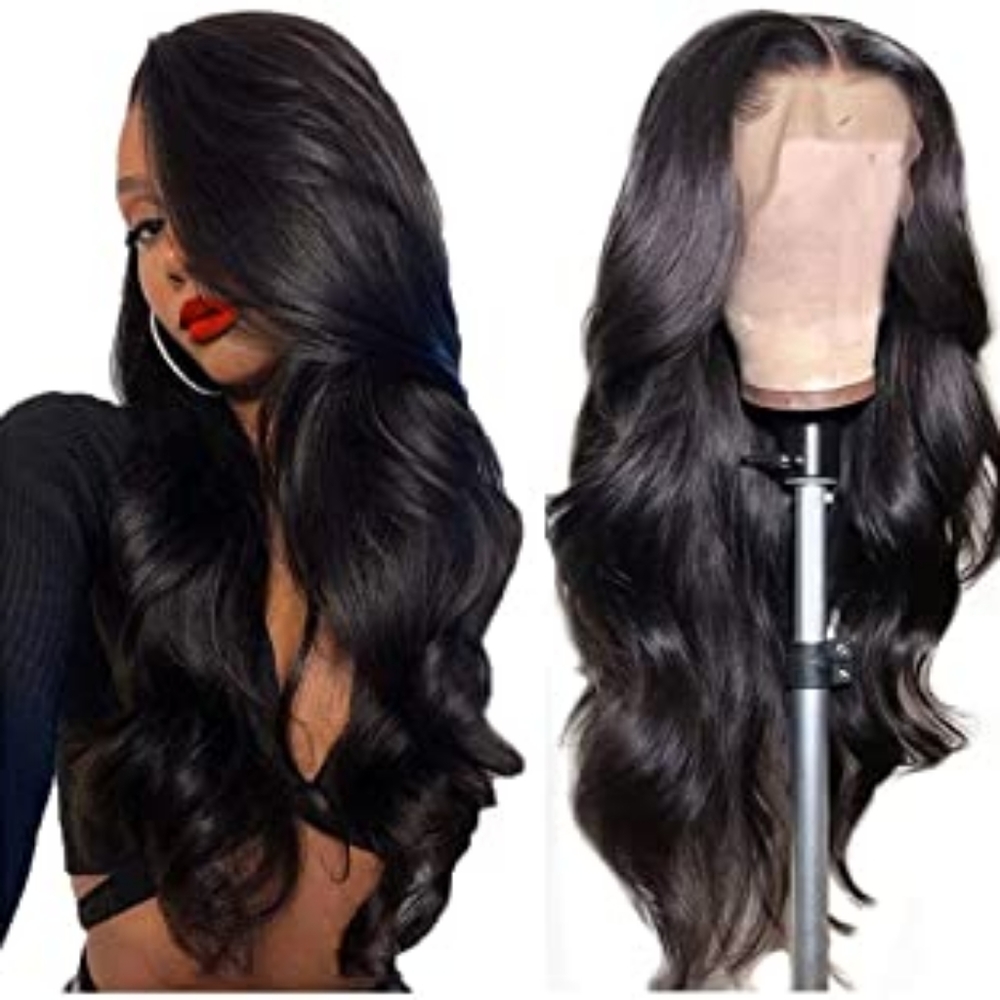 Body Wave Human Hair Wig Long Raw Brazilian Hair 4*4 Lace Frontal Wig For Black